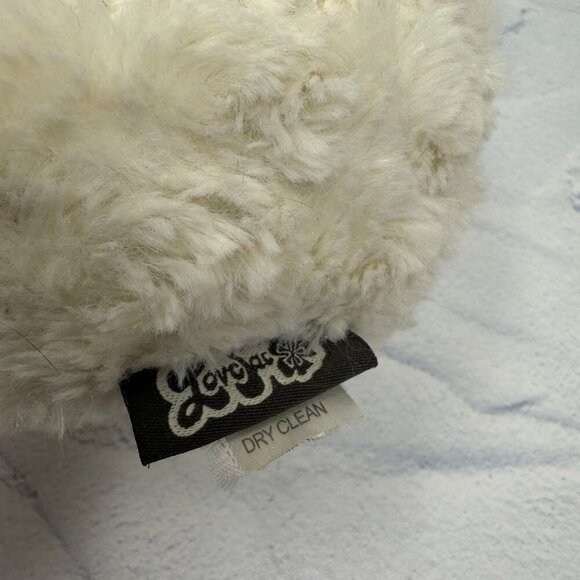 Love Sac The Ball Cream Ivory Faux Fur Small Round Decorative Pillow Poof 5" - Picture 7 of 8